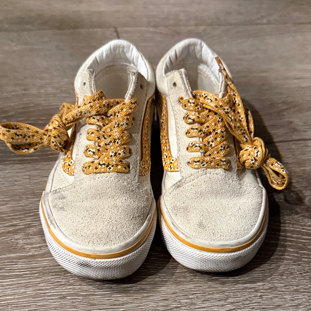 Stylish Cream and Yellow Girls Vans Sneakers